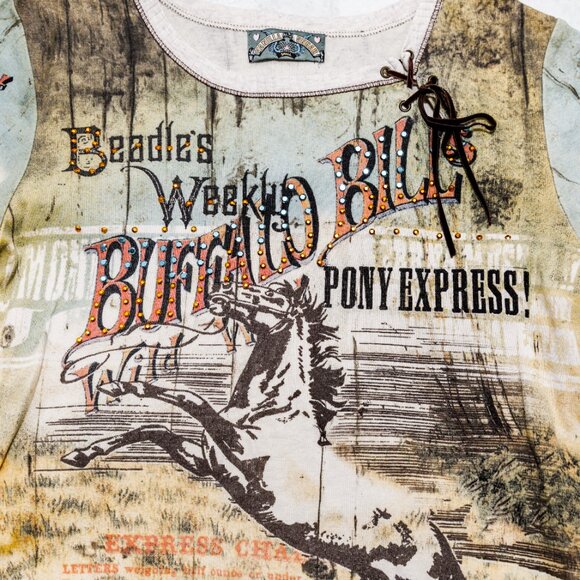 Vanilla Sugar Buffalo Bill Wild West Pony Express Embellished Tee Small - Picture 3 of 13